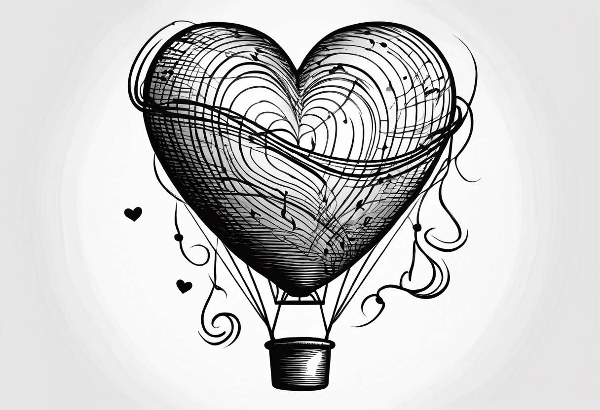 heartshaped small kid party baloon with a string and pulse heartbeat on a string tattoo idea