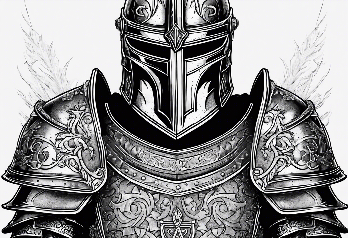 knight with heavy armor with letters with inscription RJL tattoo idea