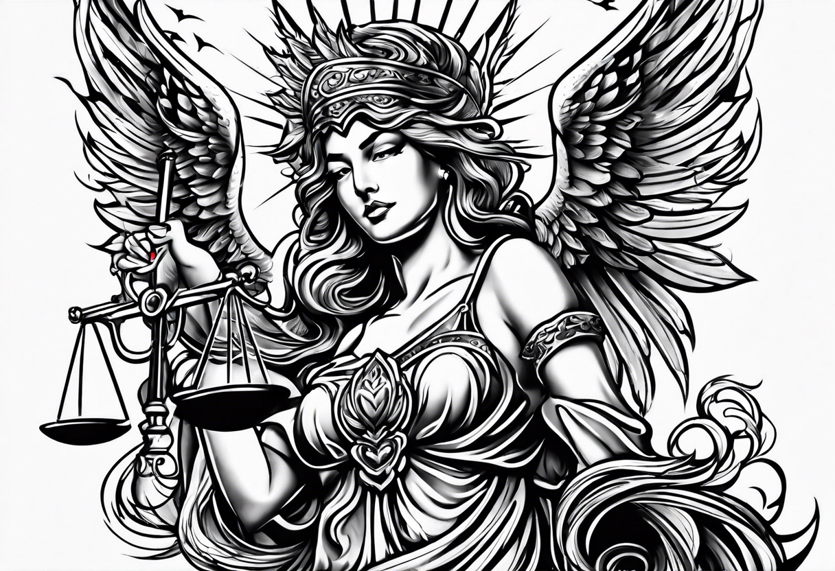 lady justice pheonix tattoo idea