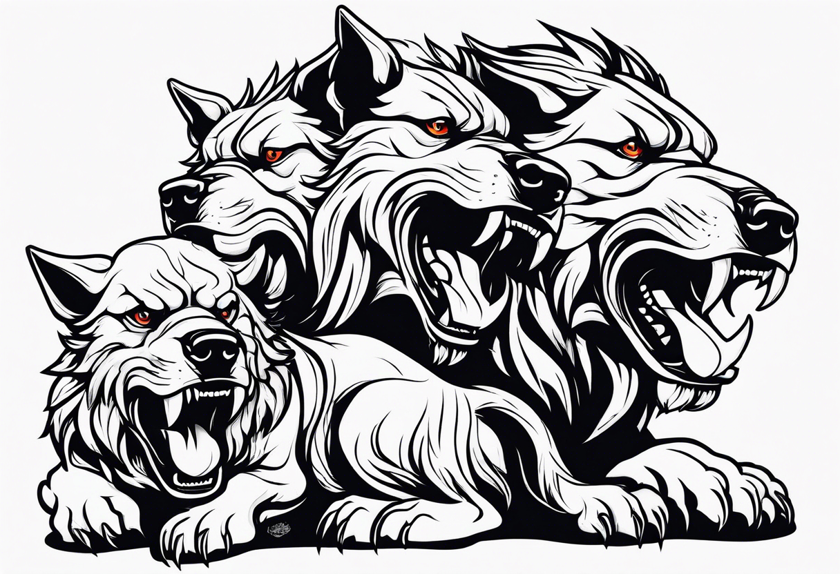 angry Cerberus tattoo idea