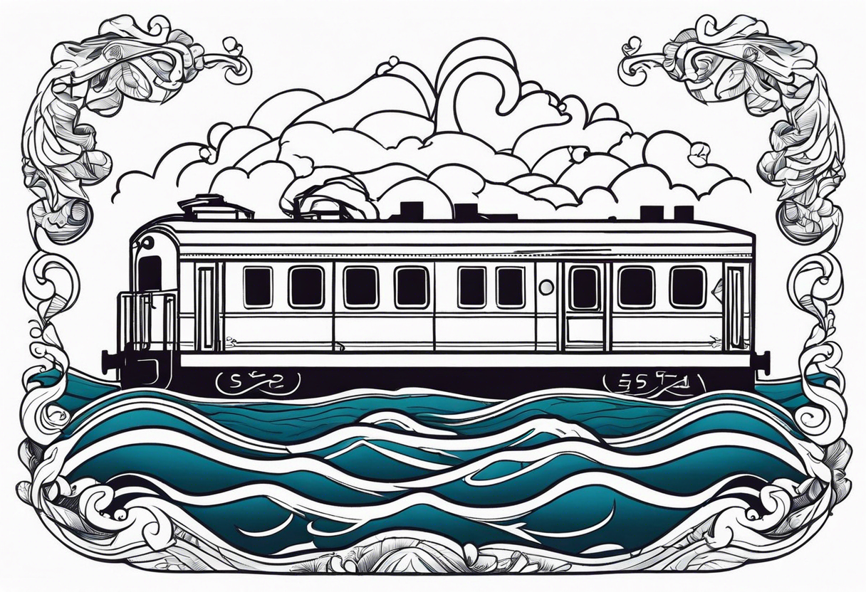 train in the sea tattoo idea