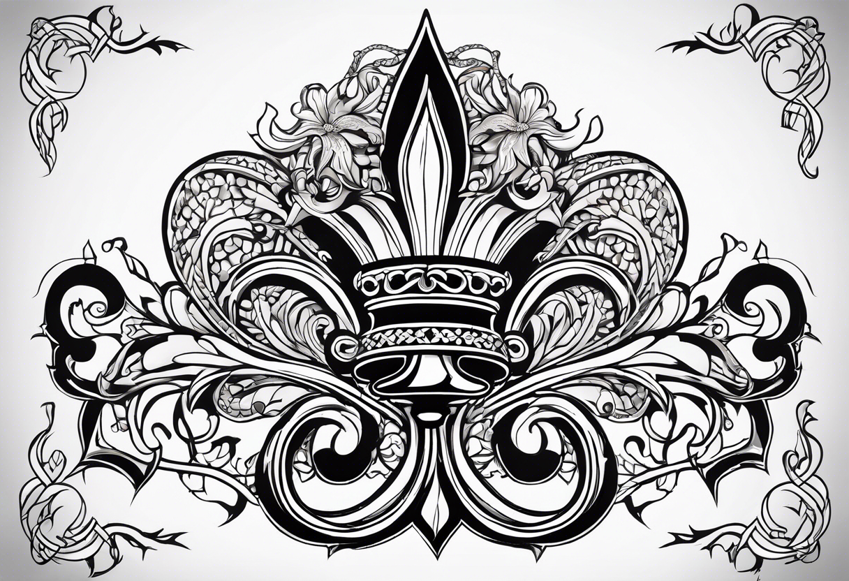 Fleur de lys celtique dans un brasier tattoo idea