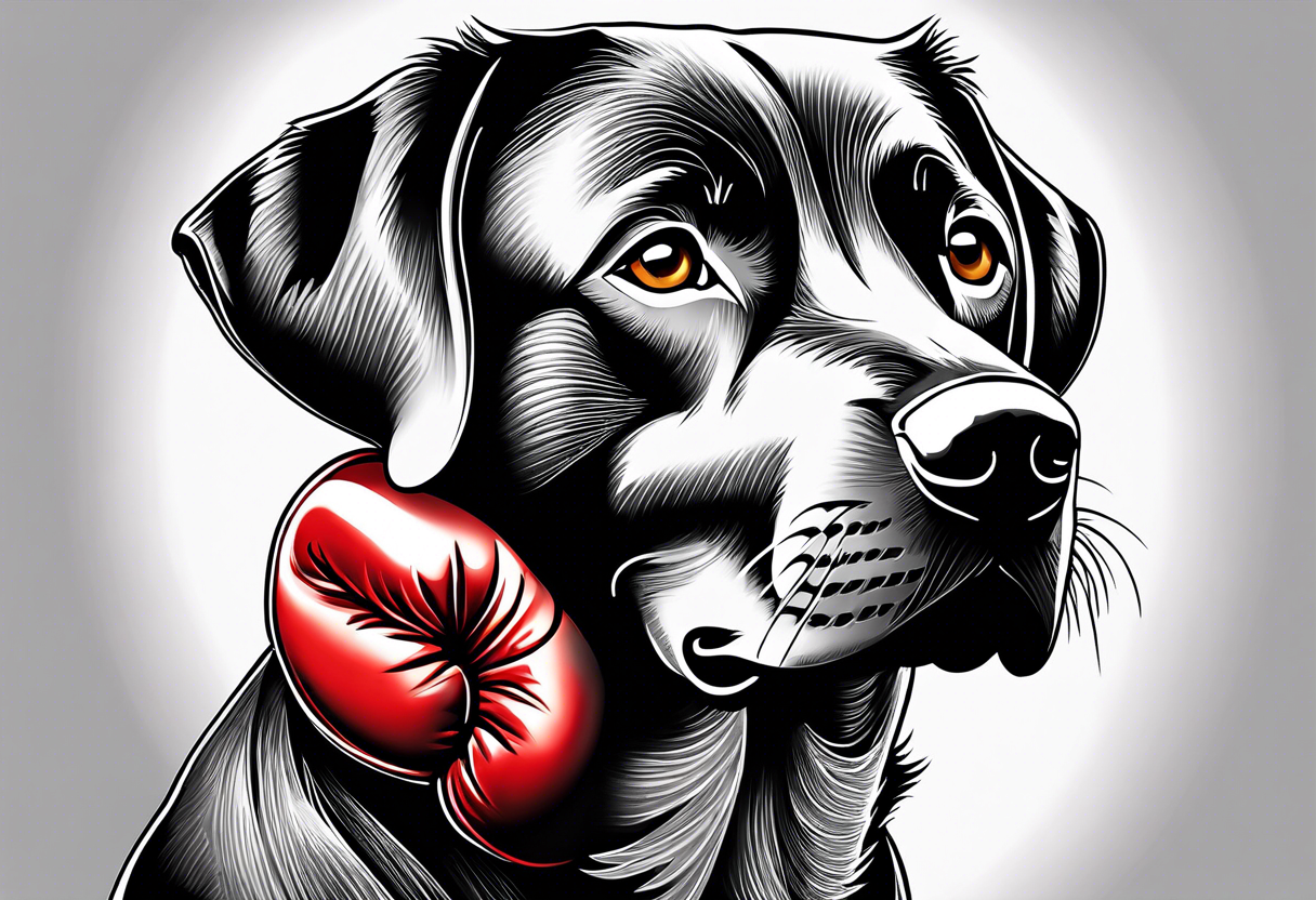 Dog Labrador with boxing gloves tattoo idea