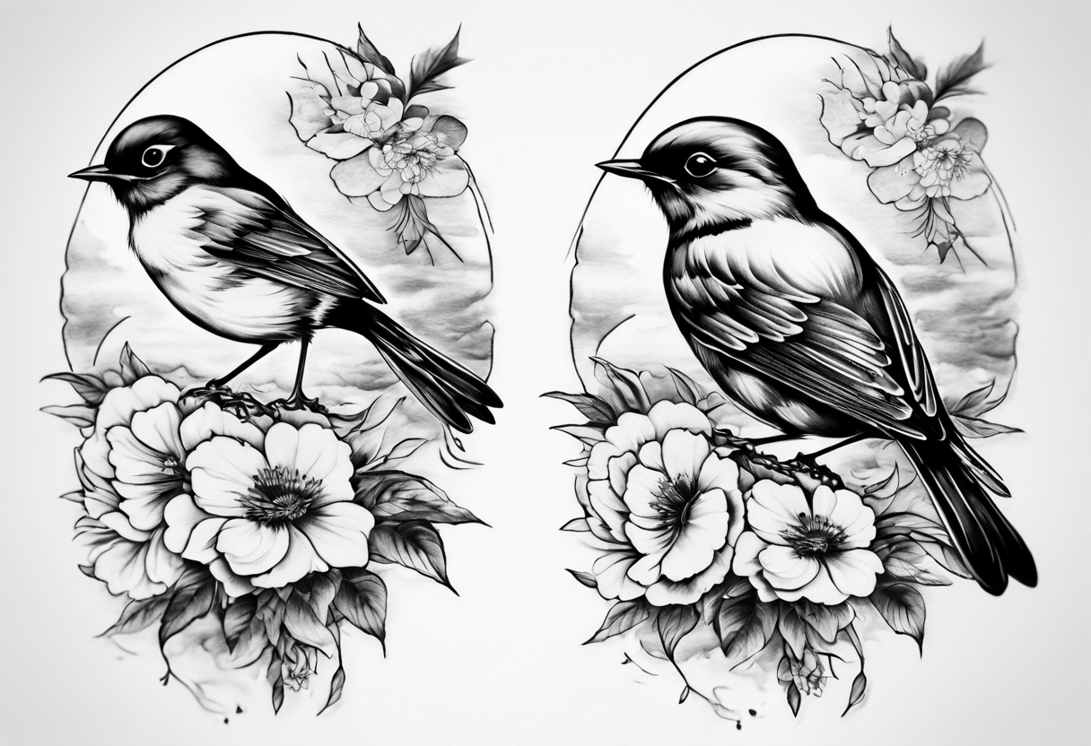 Nature Blooming, sleeve, robins, sleeve tattoo tattoo idea