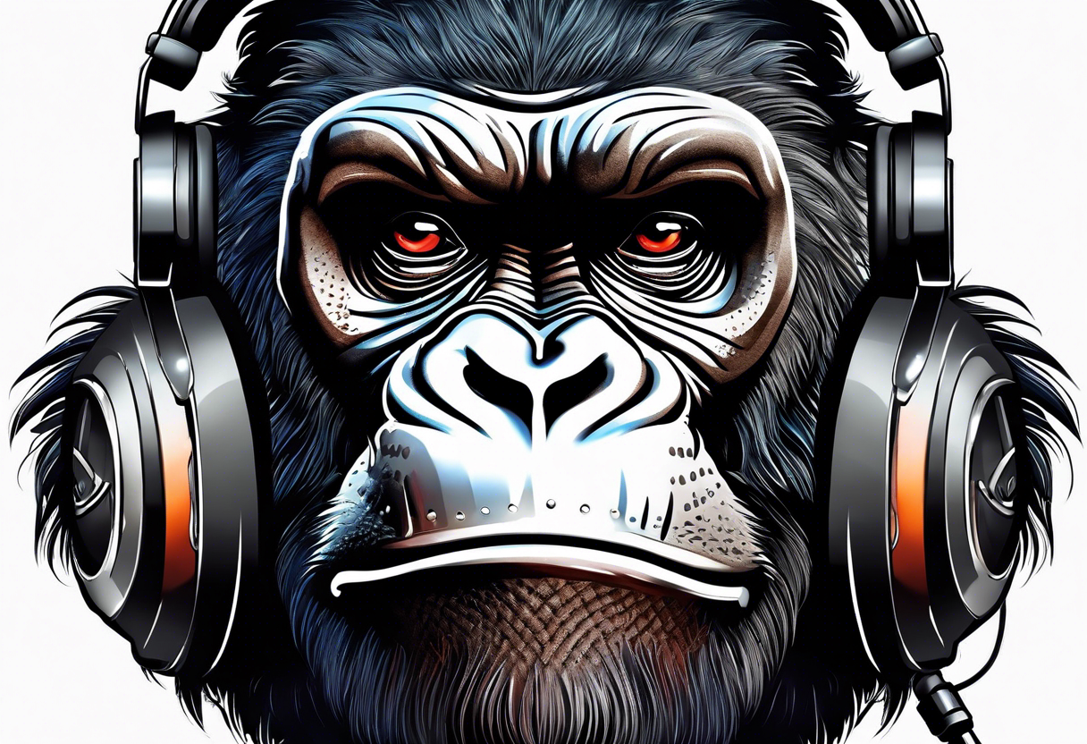 gorilla motorcycle microphone tattoo idea