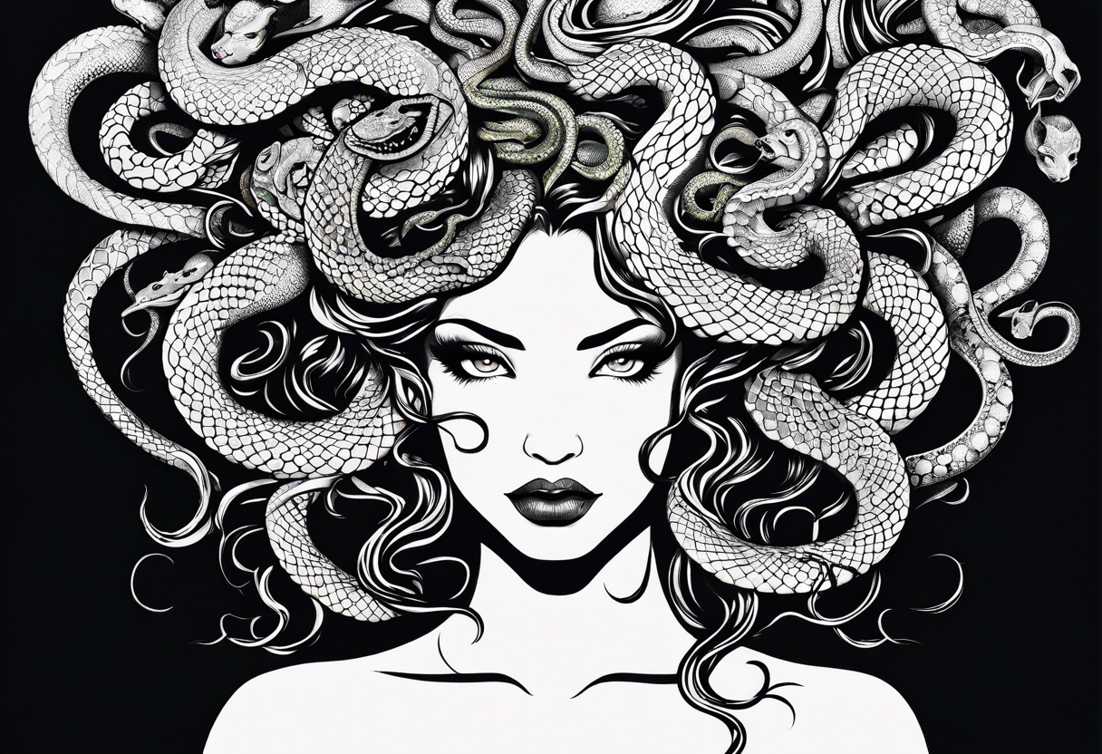 Medusa gorgon, snakes instead of hair, like stone tattoo idea