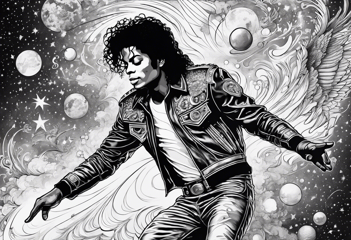 michael jackson in a dance contest with an astronaut tattoo idea