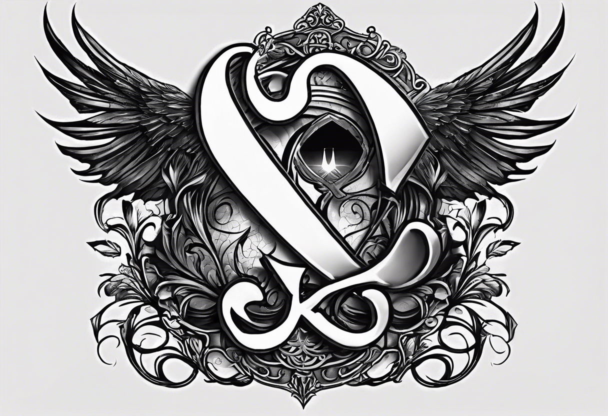 I need a tattoo design that prominently features the letter I & letter X while incorporating dark gothic 
elements. tattoo idea