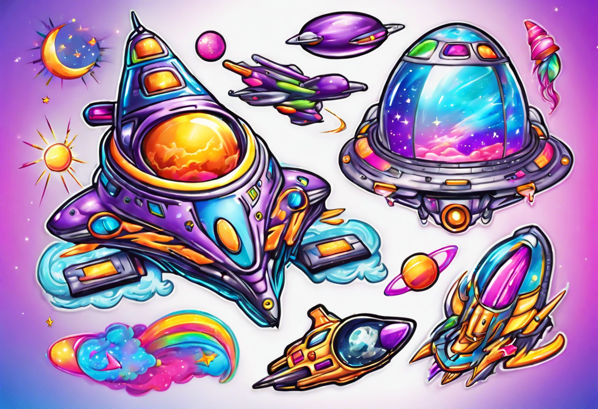 Lisa frank spaceship tattoo idea