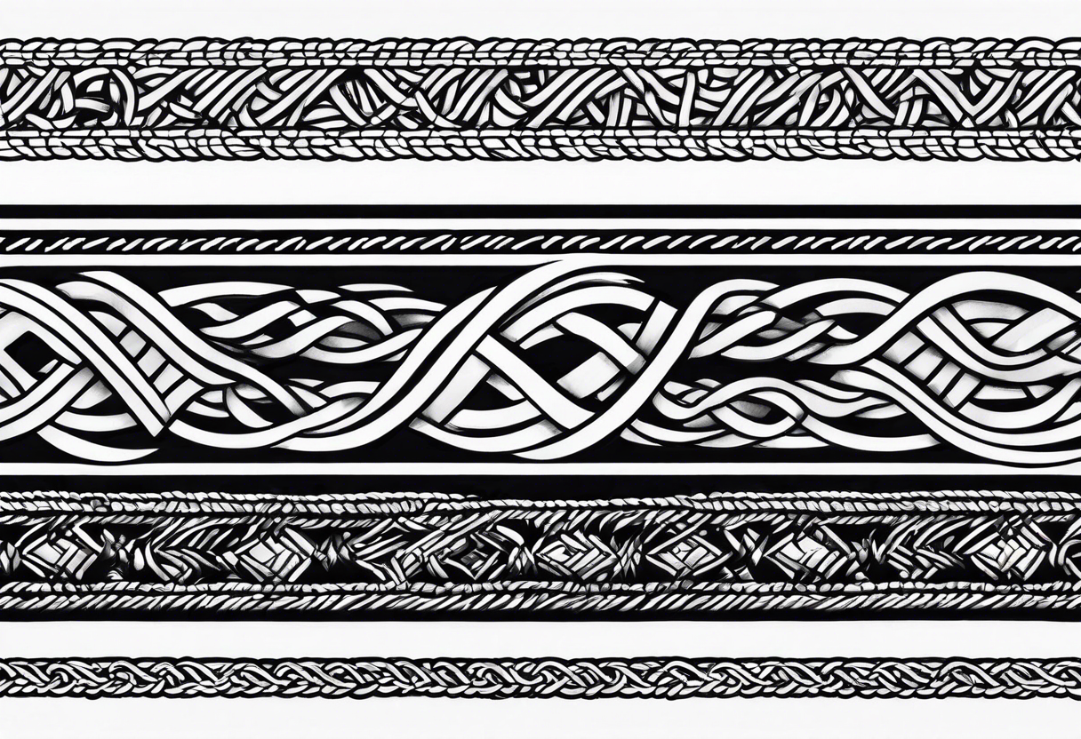 armband tattoo, masculine, narrow, horizontal with entangled rope pattern tattoo idea