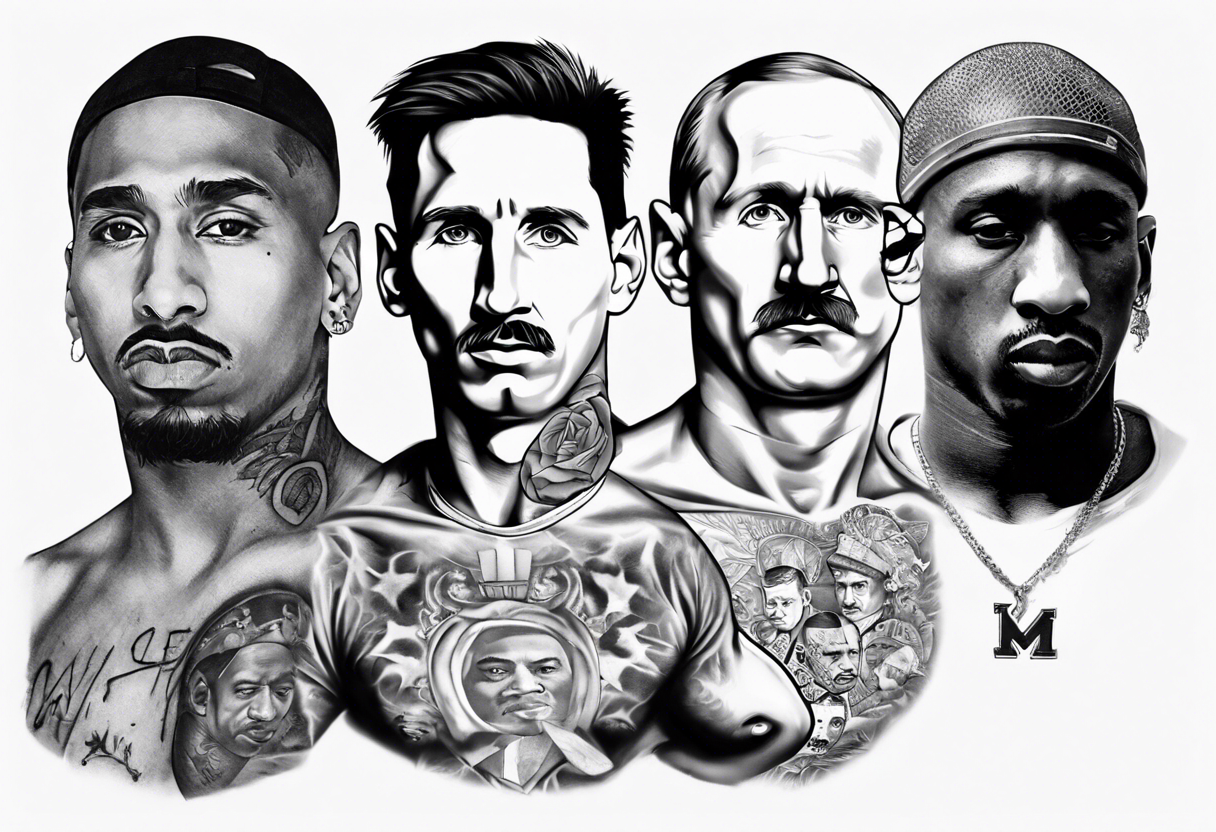 Icons portraits 
ARM SLEEVE 
REALISTIC
messi
Tupac
biggie
hitler
Putin tattoo idea