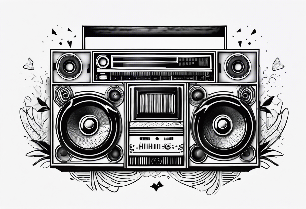 Boombox fineline minimalistic from above tattoo idea