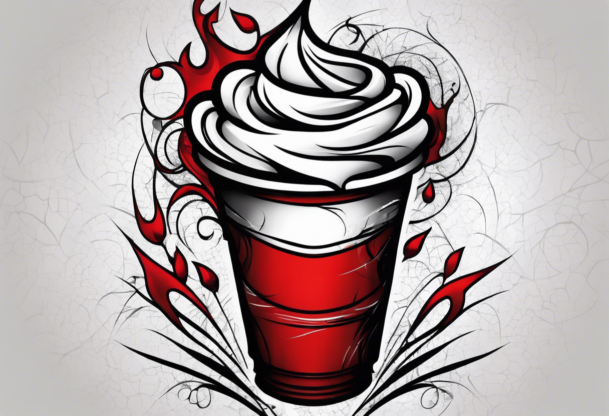 A red cracked plastic cup tattoo idea