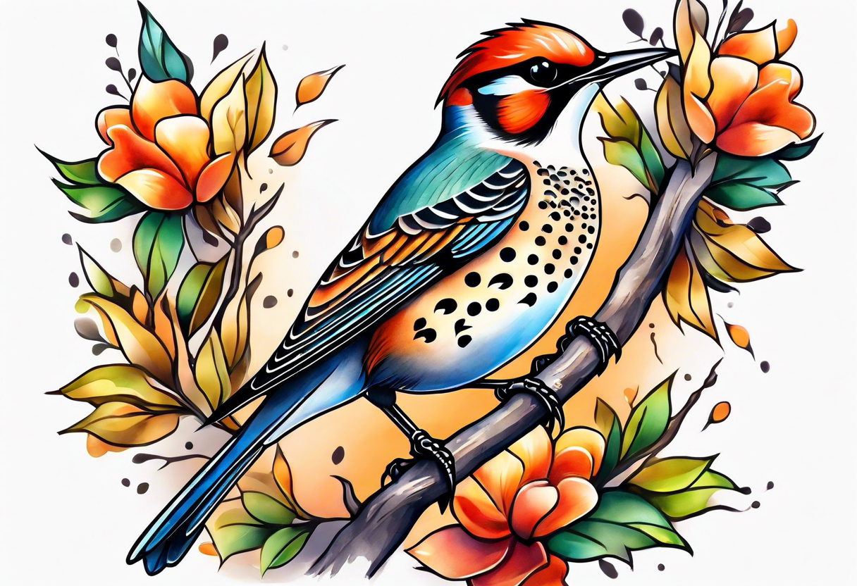 Female flicker bird tattoo idea