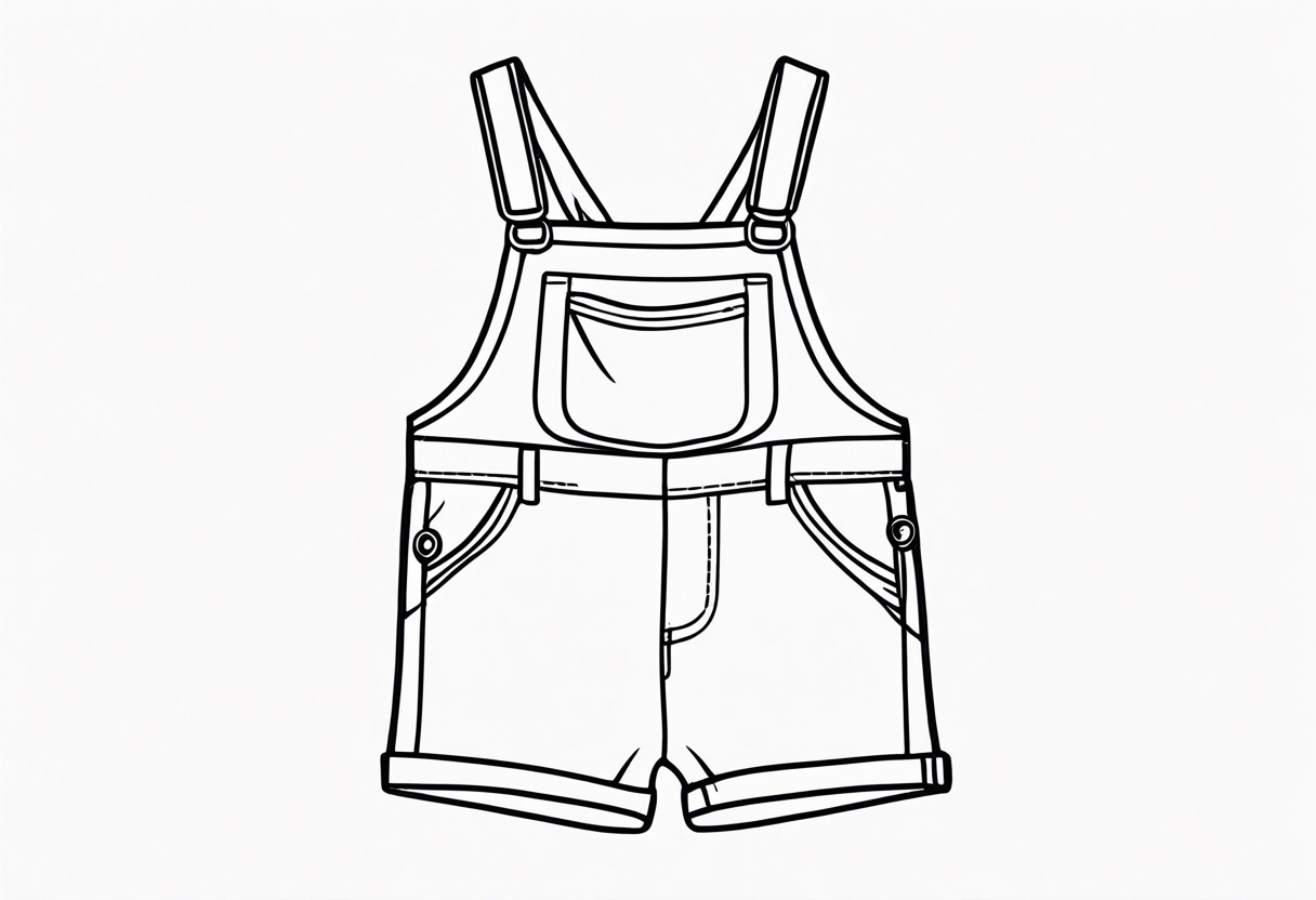 minimalstic outlined overall-shorts. Thin lines. tattoo idea