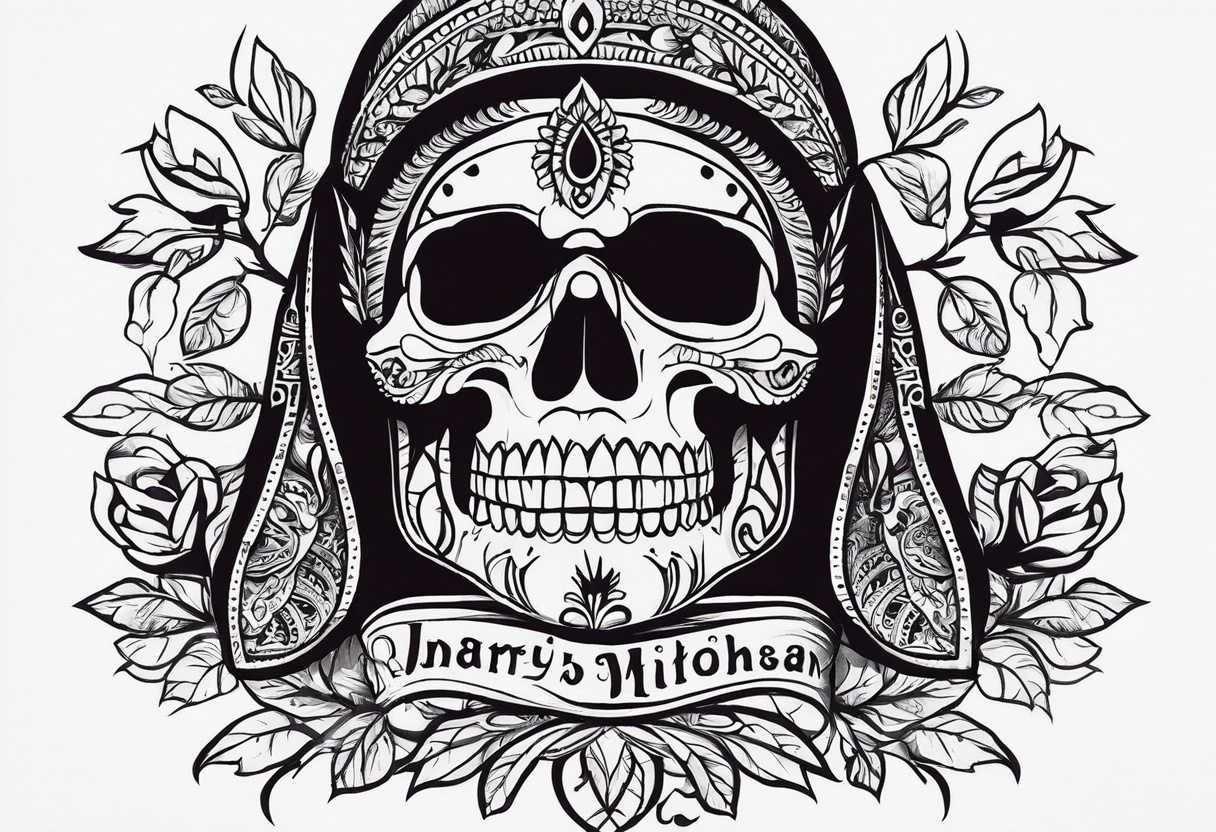 an Indian with a skull instead of a face so that he could be seen whole tattoo idea