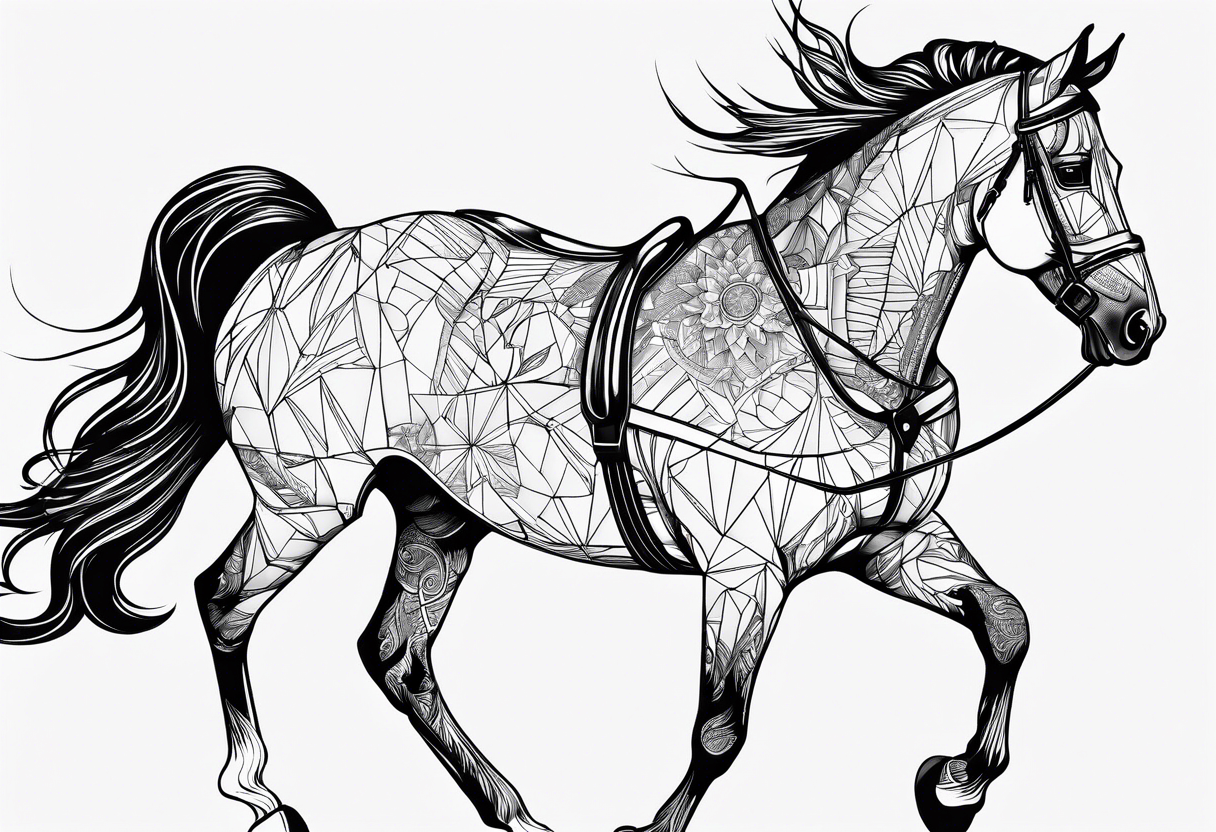 Horse drawn using a single line tattoo idea