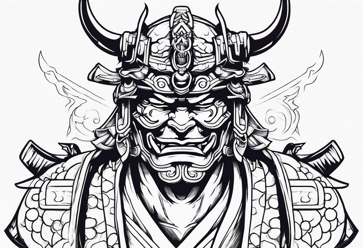 Cyber oni samurai tattoo idea