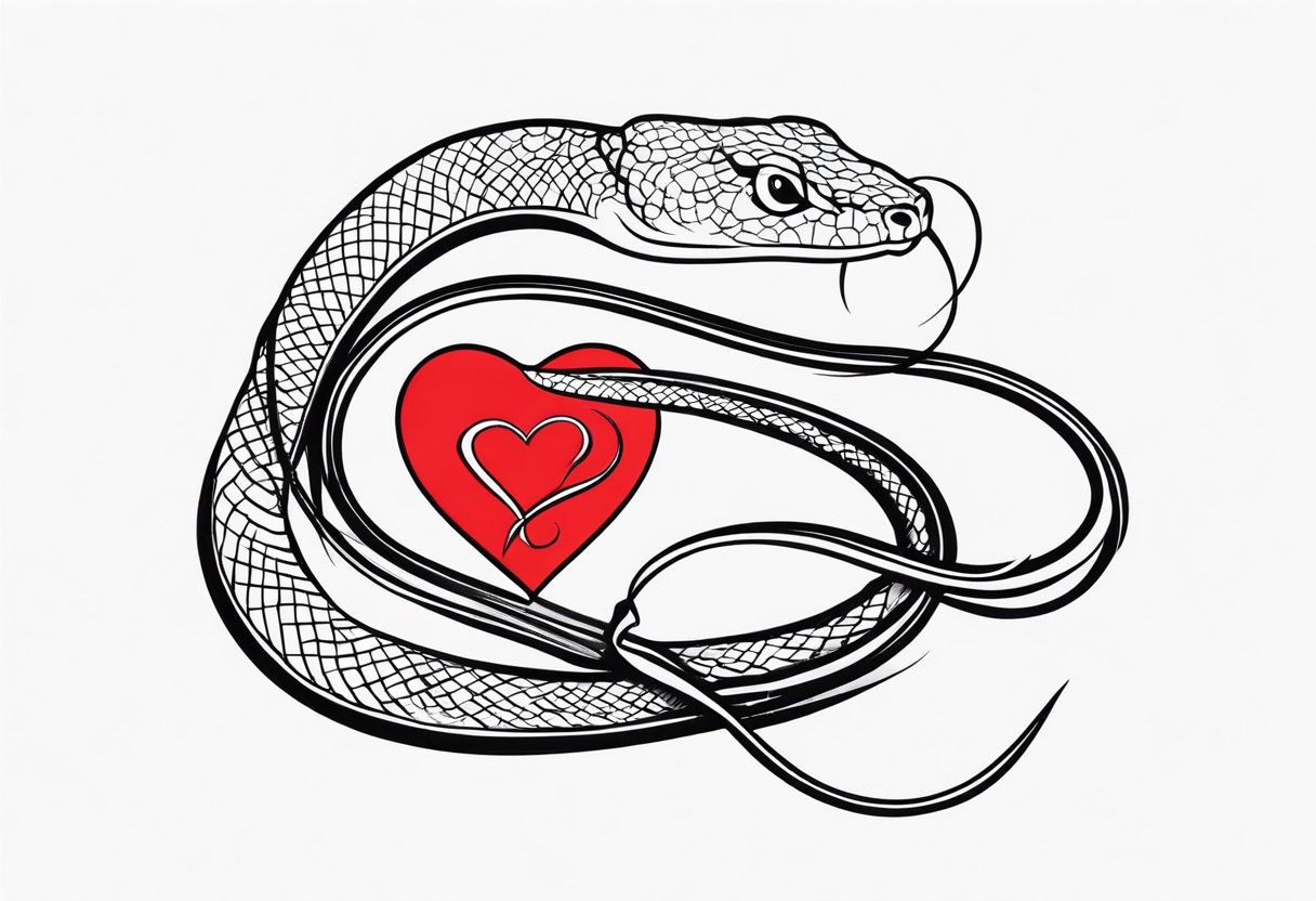 a snake who has swallowed a heart tattoo idea