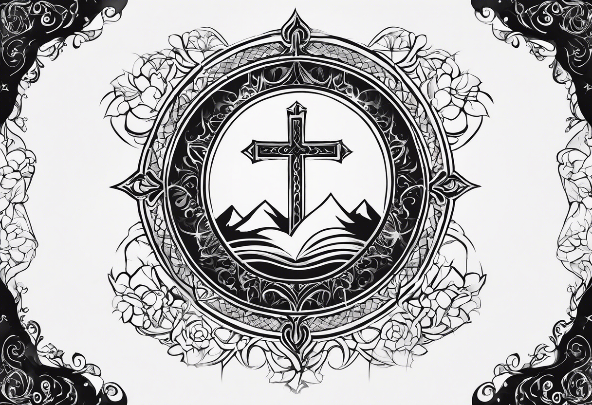 The Christian Chiro symbol in negative space surrounded by a heavenly ambiance. tattoo idea