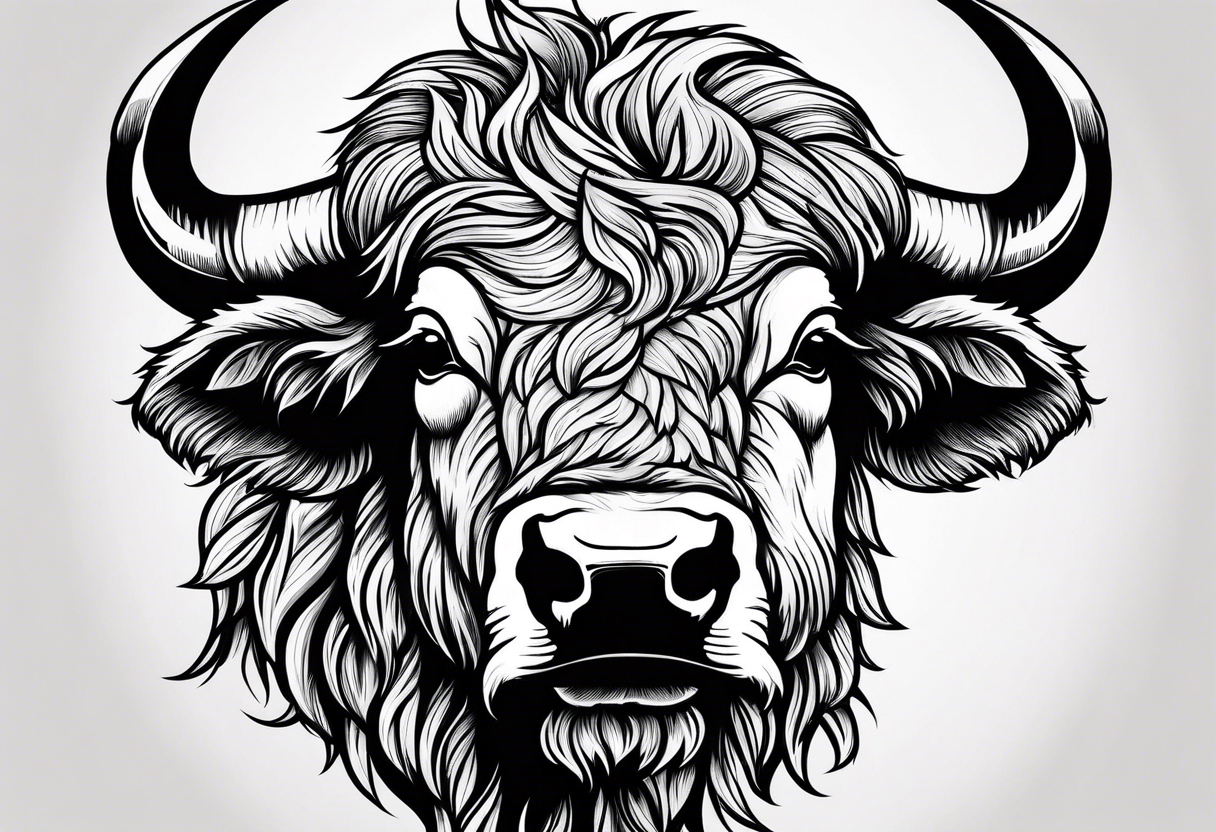 Bison head outline tattoo idea