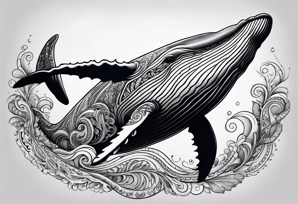 Shoulder Breaching North Pacific humpback whale paisley tattoo idea