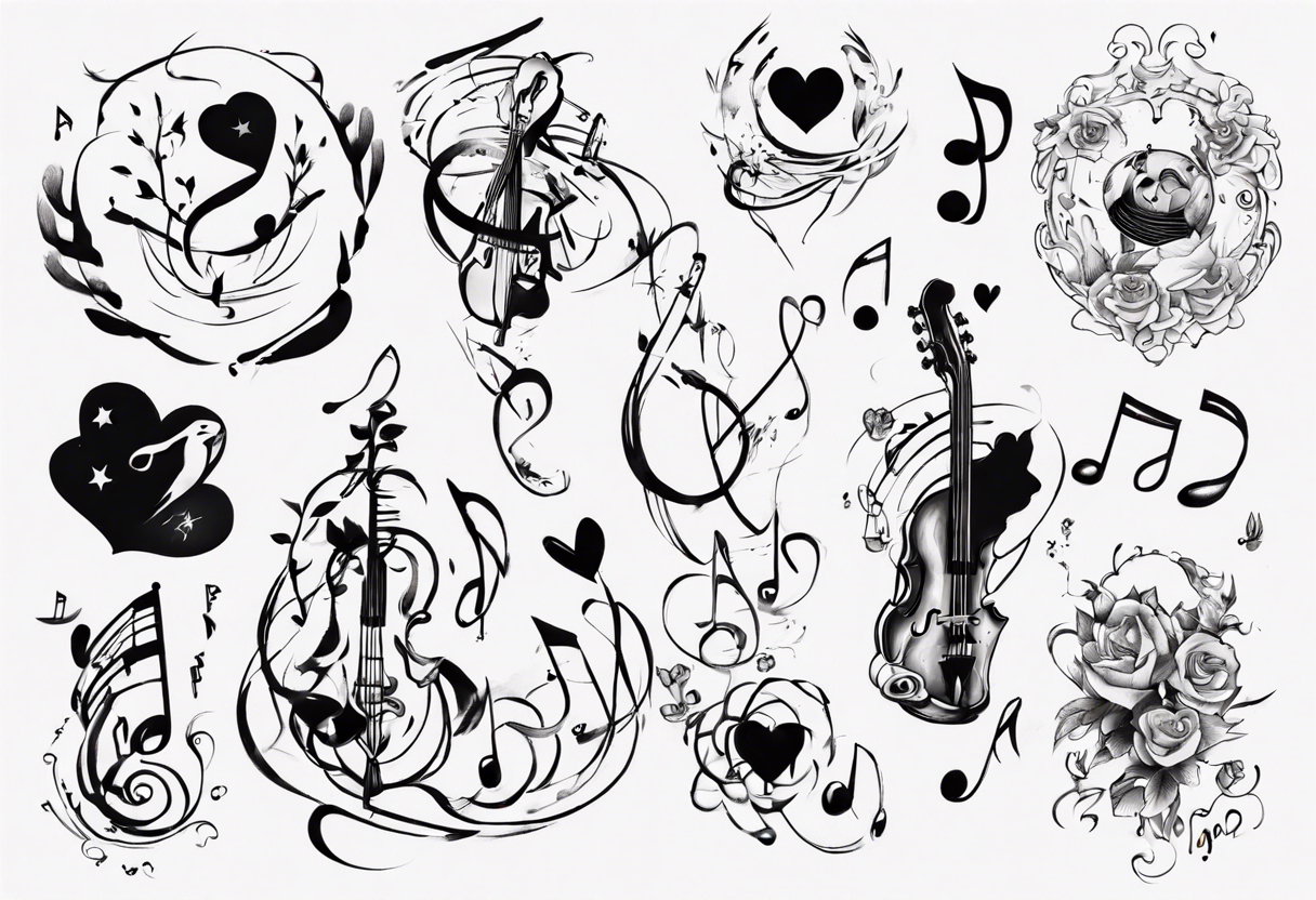 Simplicity love with music inspiration tattoo idea