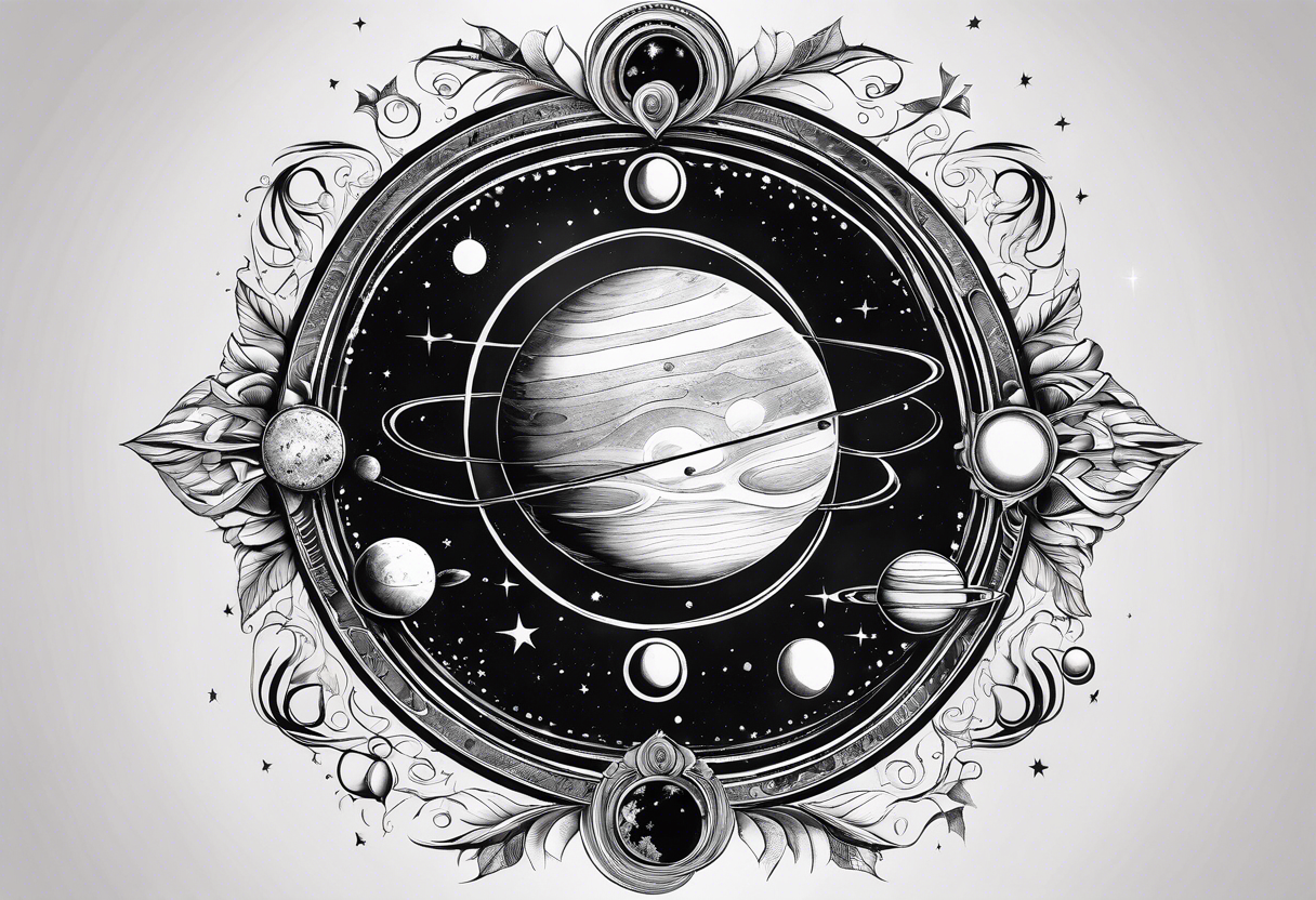 symbolist version of the solar system tattoo idea