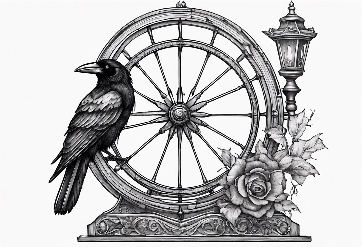 Magnificent with spinning wheel and crow from sleeping beauty tattoo idea