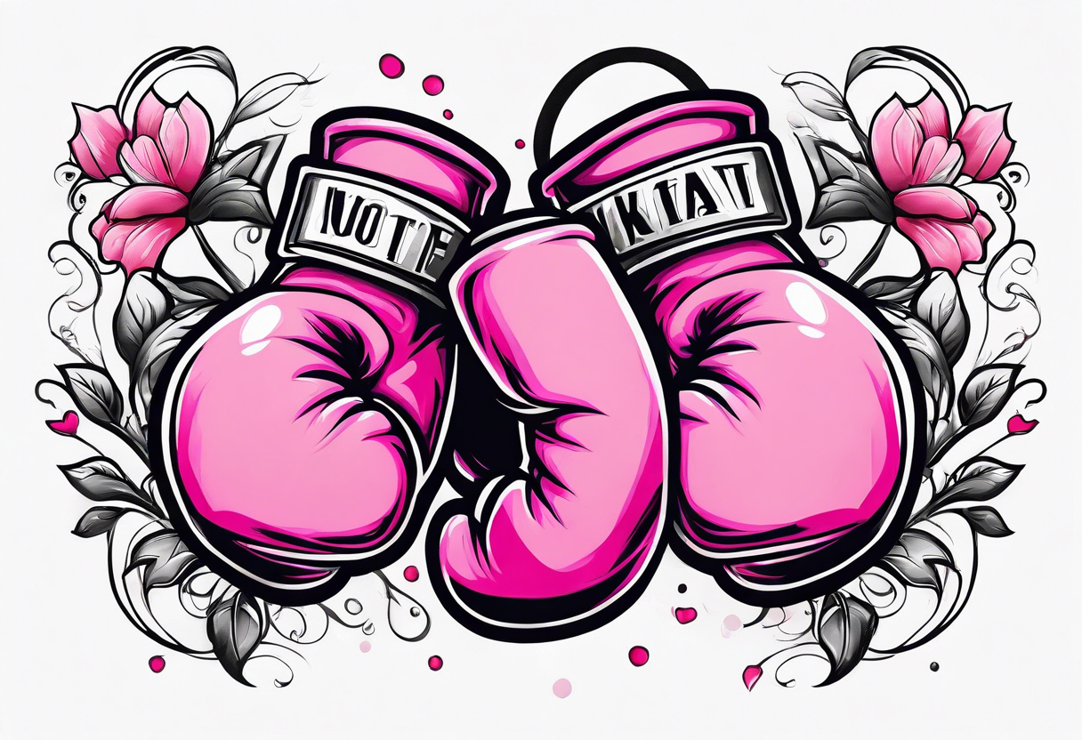 Breast cancer symbol with pink boxing gloves tattoo idea