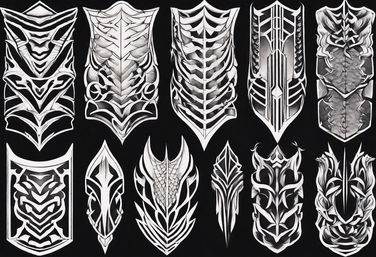 Dragonscale Leg armor symmetrical tattoo idea