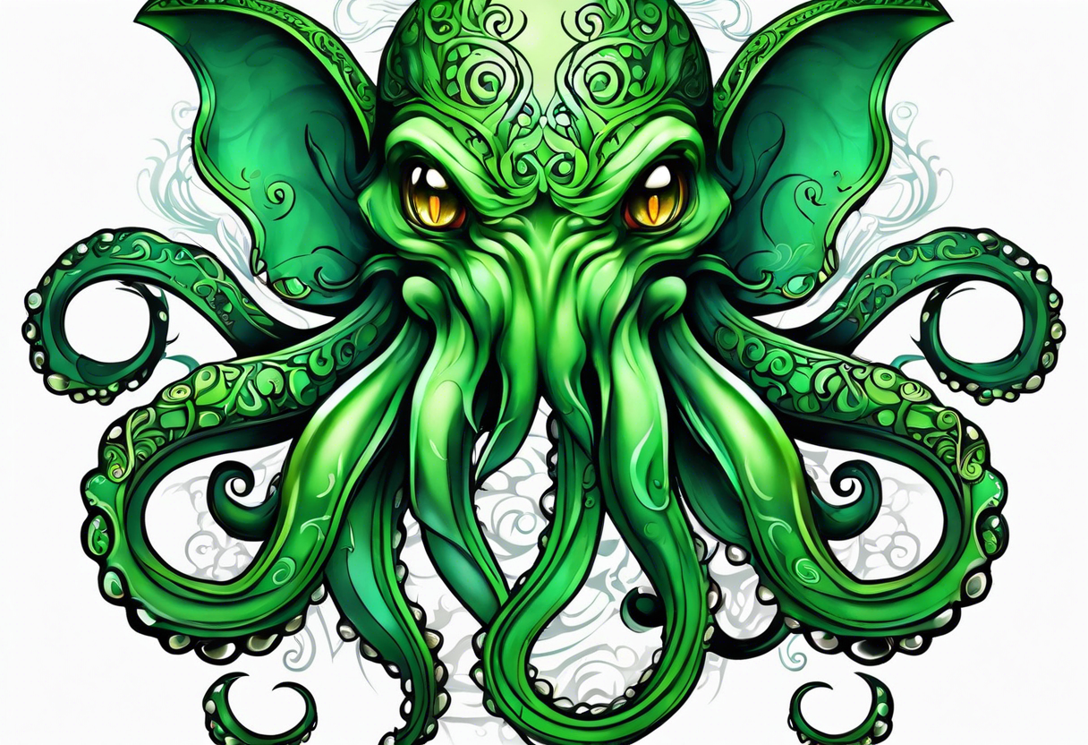 Electric octopus peaceful green gargoyle tattoo idea