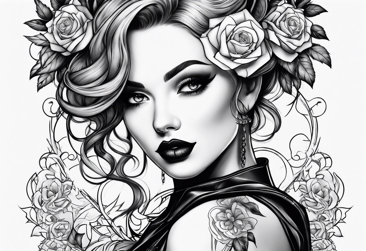 goth girl pinup tattoo idea