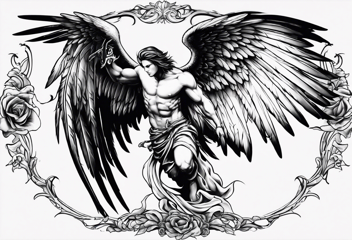 Fallen angel male tattoo idea