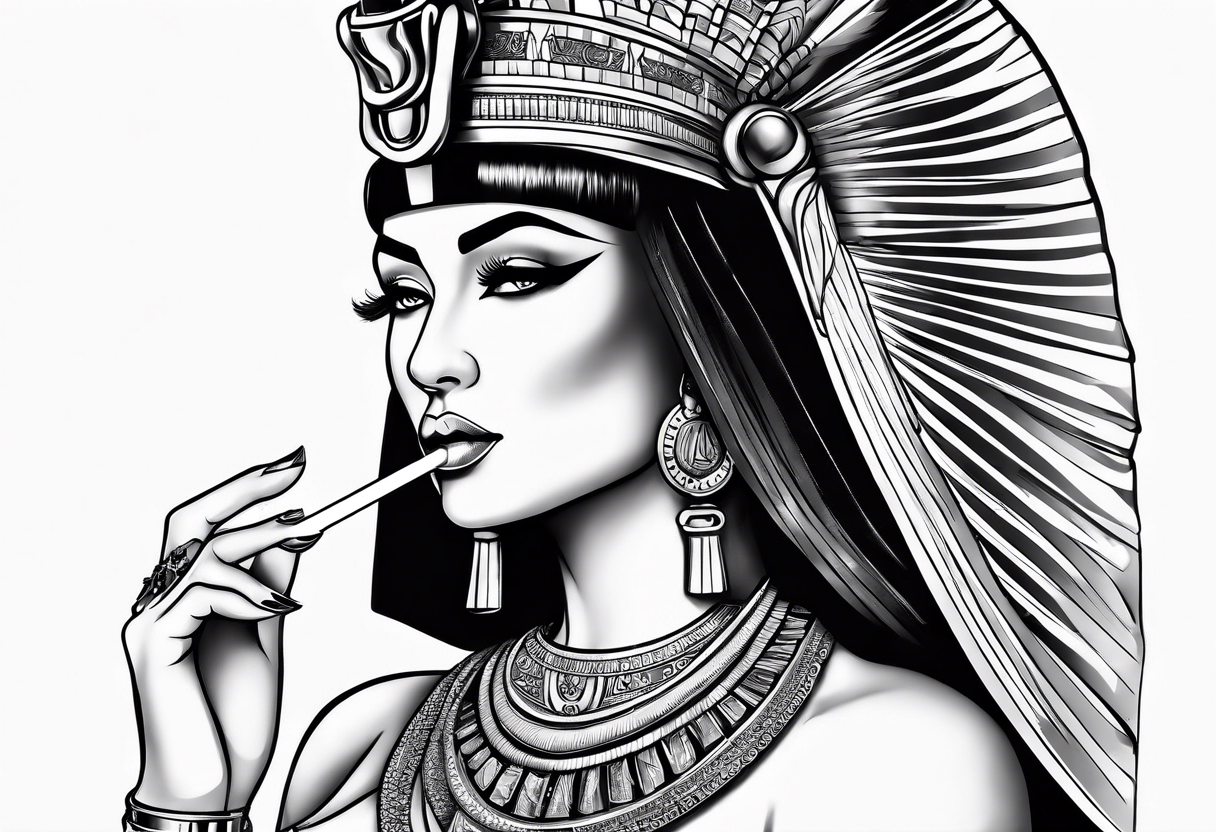 Cleopatra smoking cigarette tattoo idea