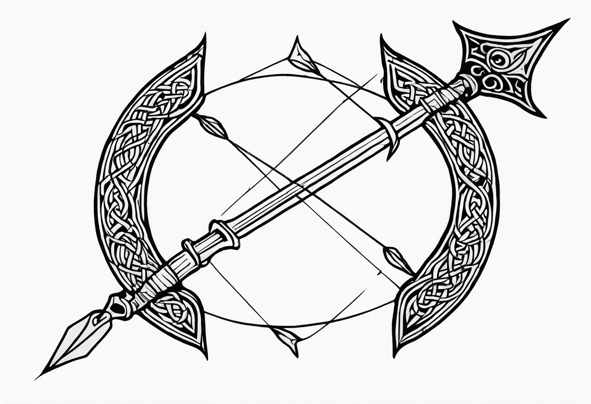 celtic bow and arrow not stretched tattoo idea