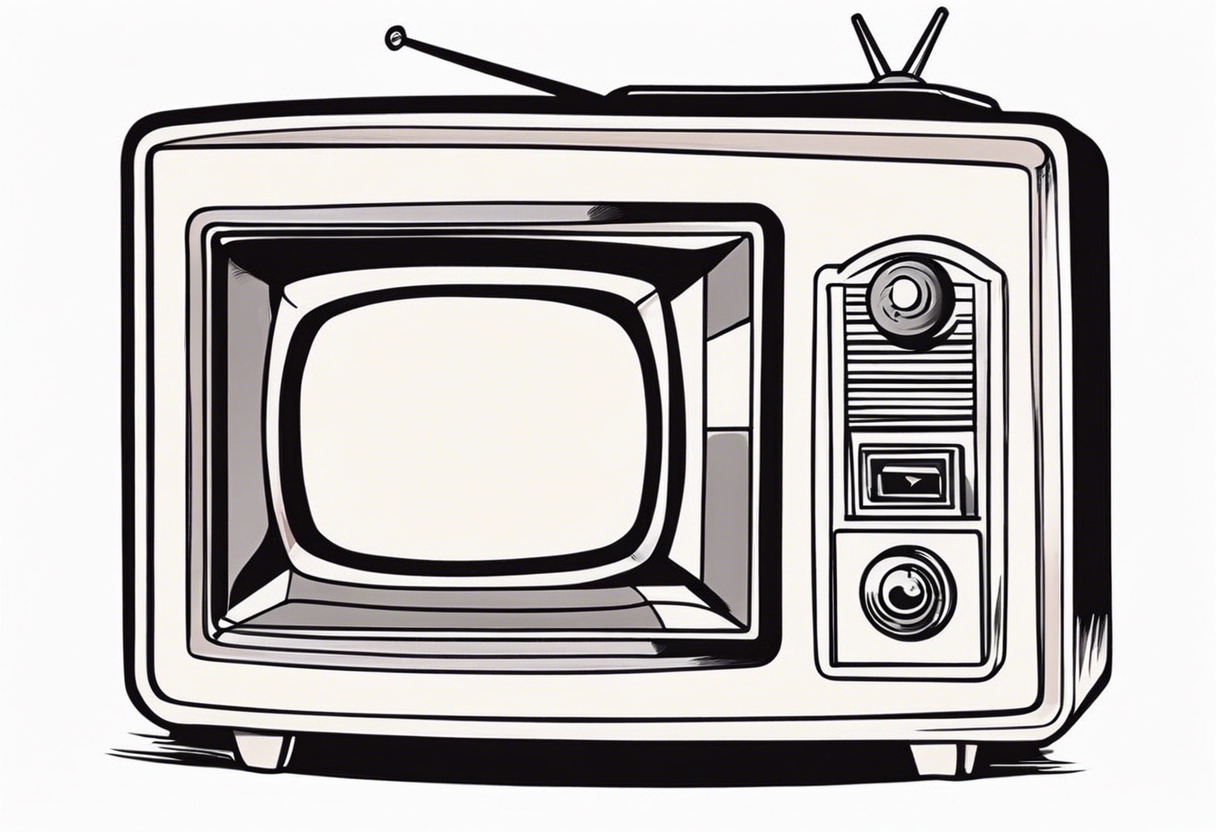 simple retro television set tattoo idea