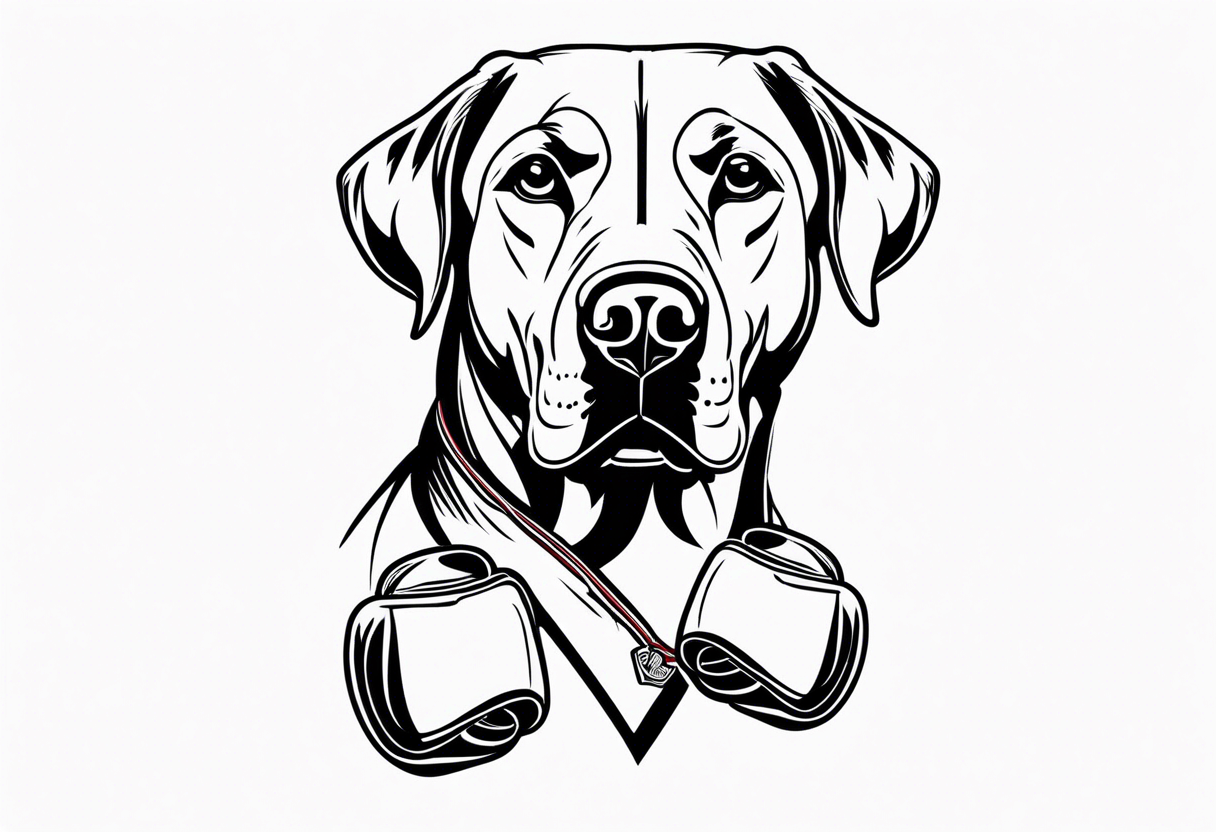 Dog Labrador with boxing gloves tattoo idea