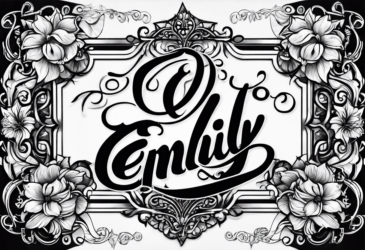 Emily's name written with a heart next to the couple tattoo idea