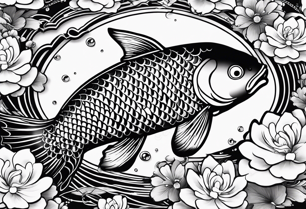 a koi fish in but more animated tattoo idea