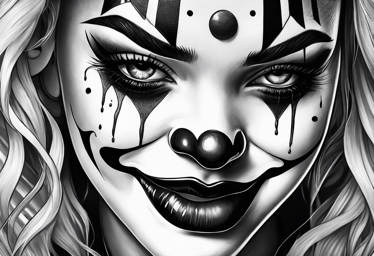 Girl clown crying tattoo idea