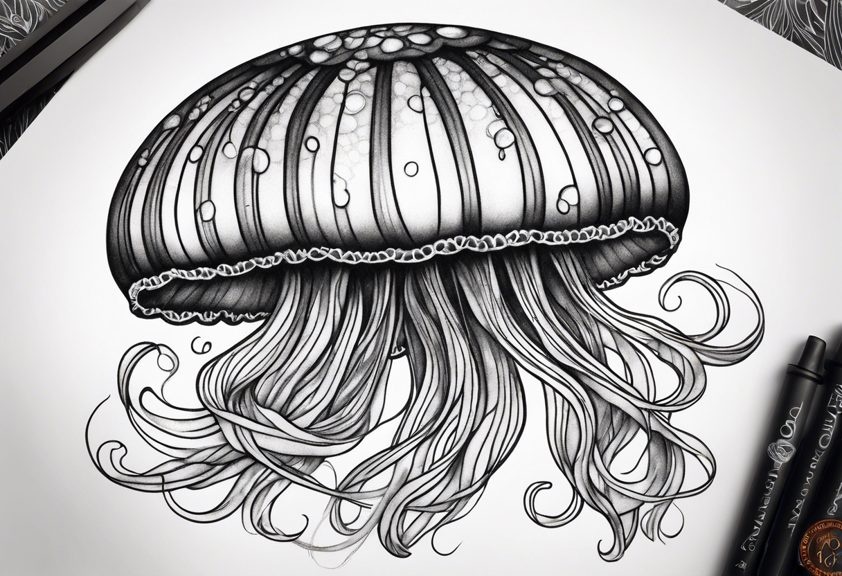 Glowing coloured jellyfish tattoo idea