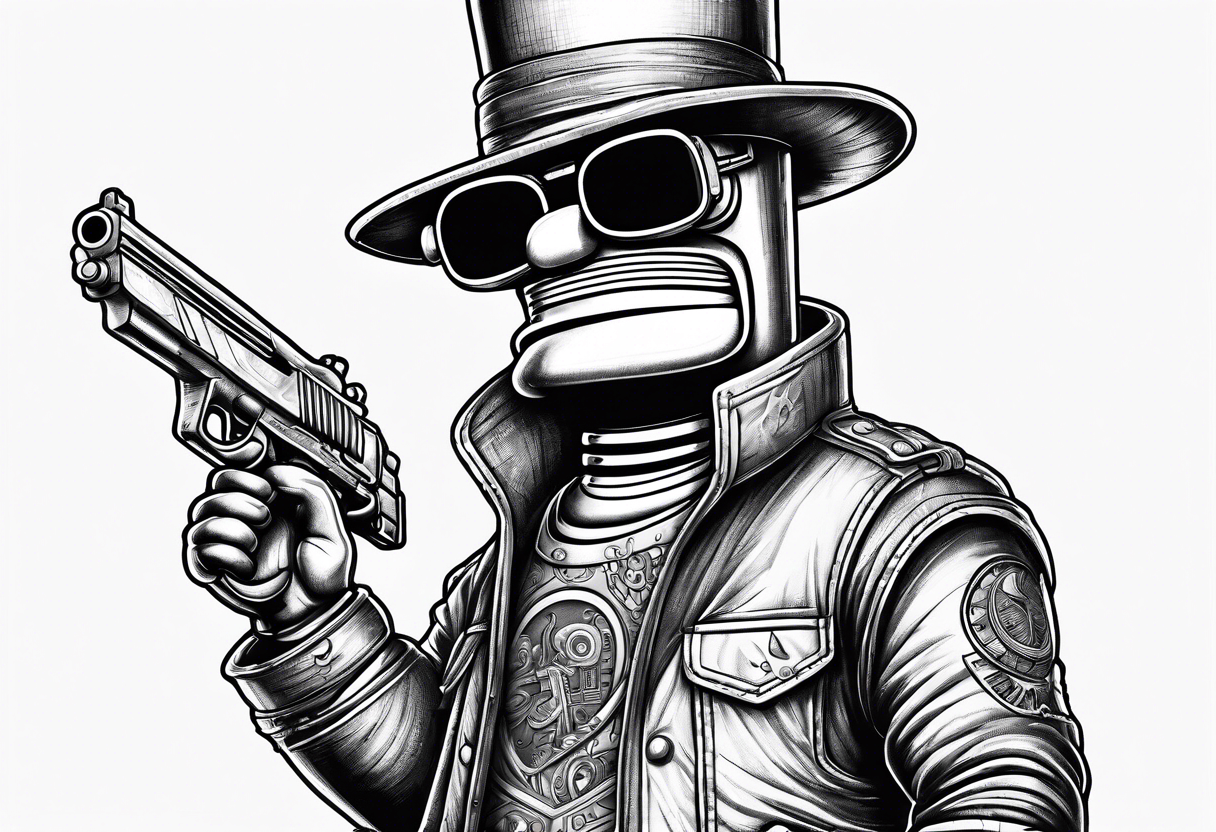 Bender from Futurama with a pimp jacket tattoo idea