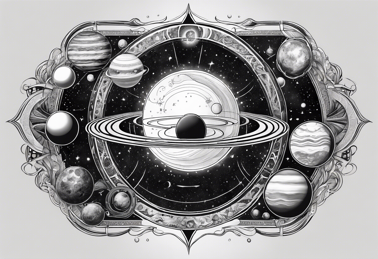 symbolist version of the solar system tattoo idea