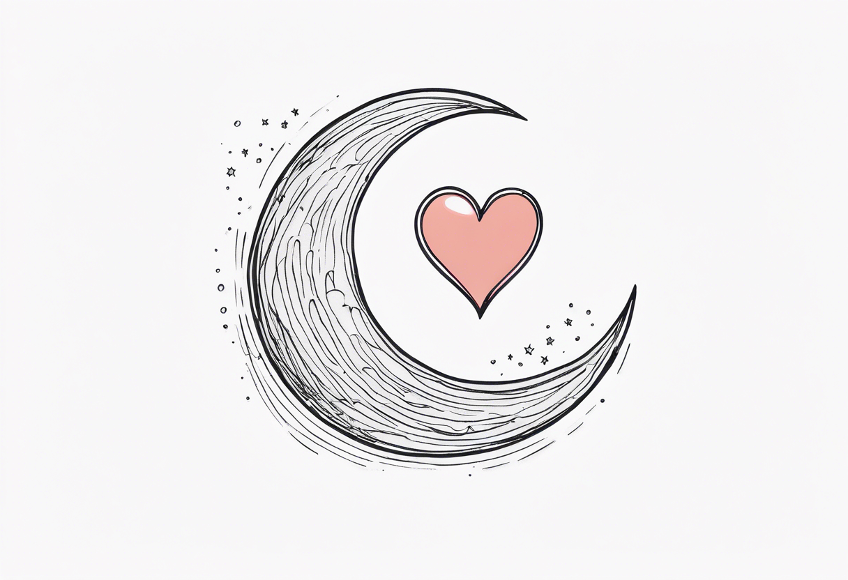 Crescent moon with a love heart inside it tattoo idea