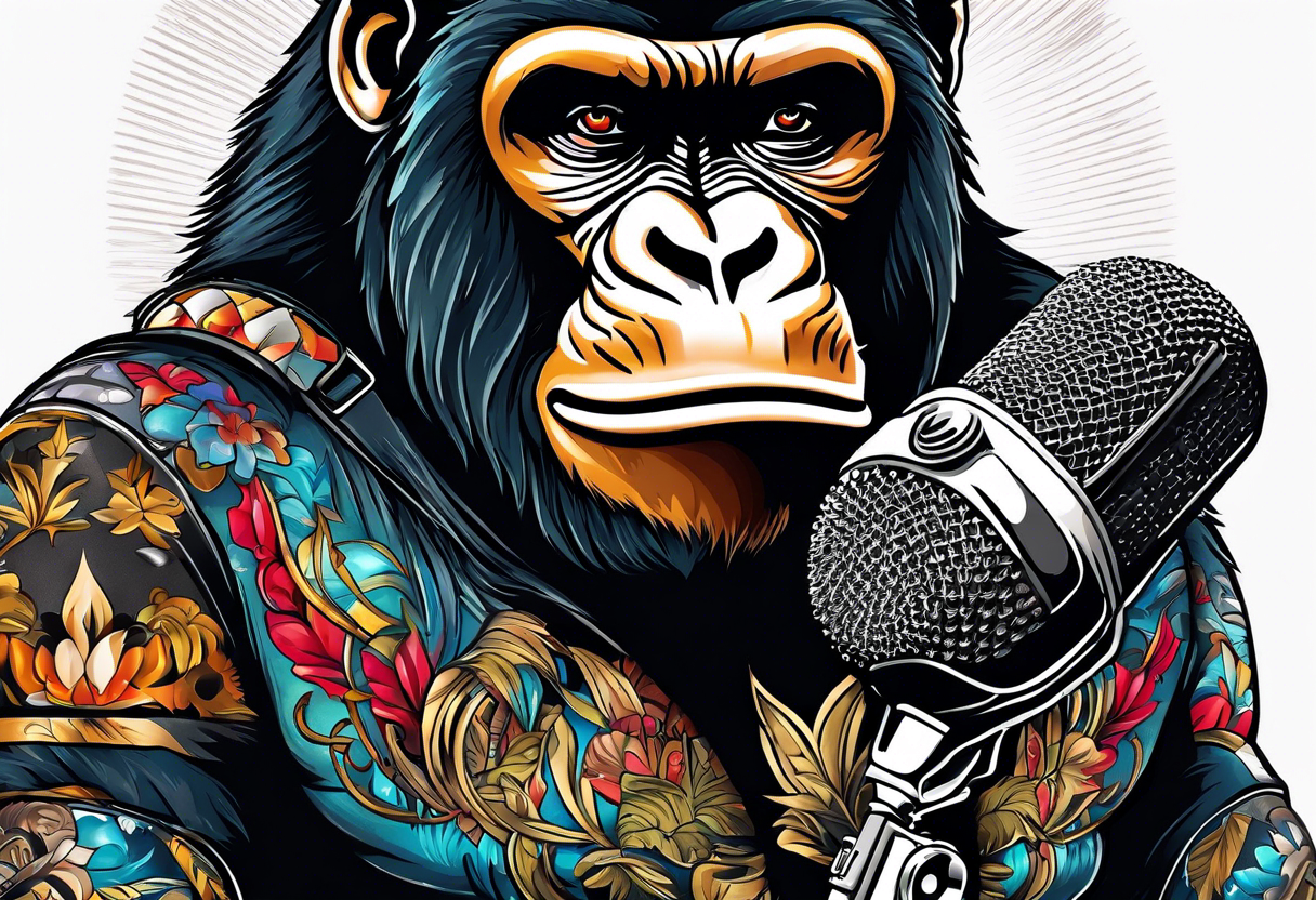 gorilla motorcycle microphone tattoo idea