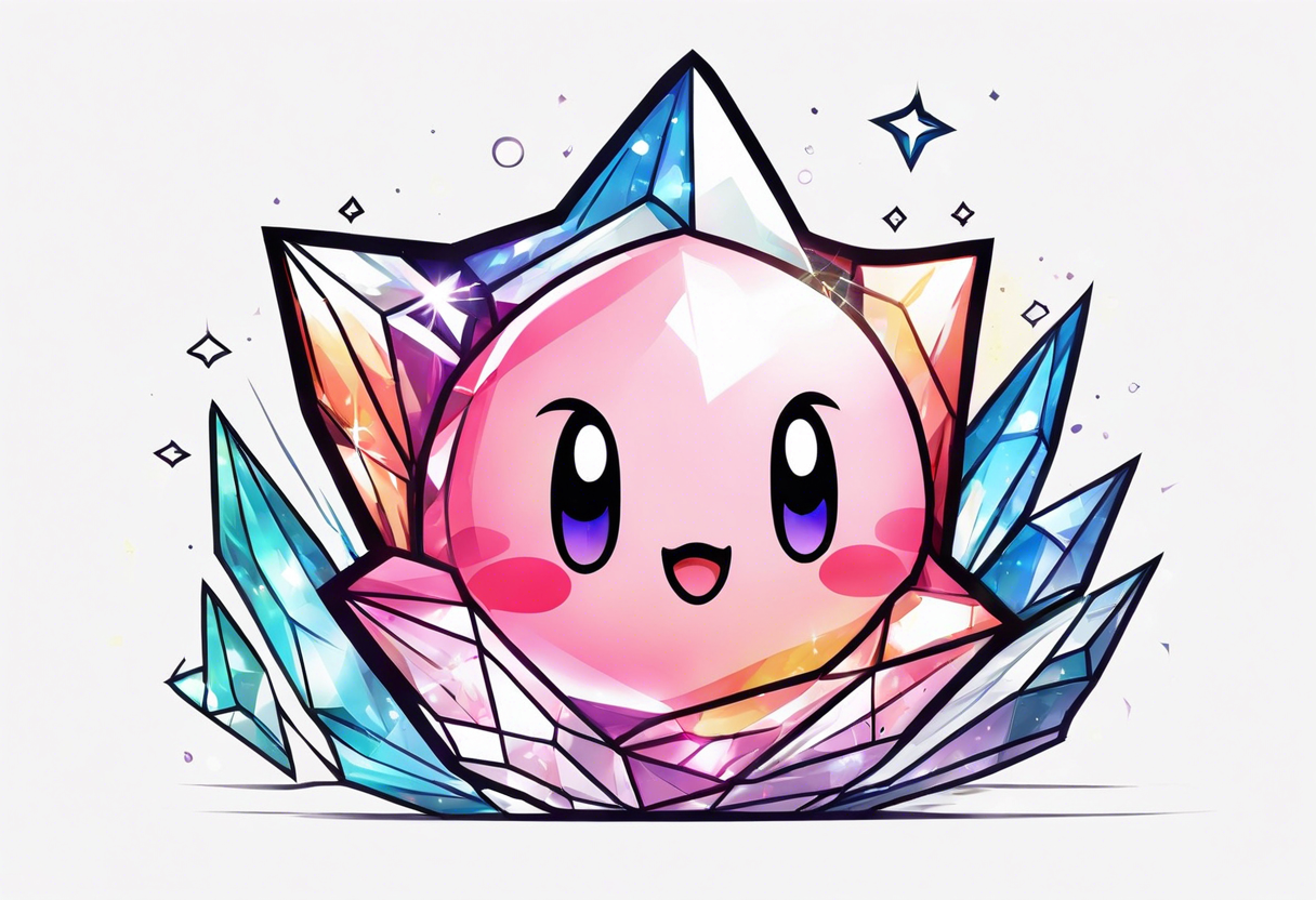 kirby smiling inside a long shining crystal tattoo idea