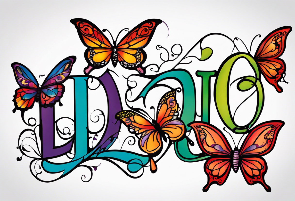 My'Liah name with butterflies tattoo idea