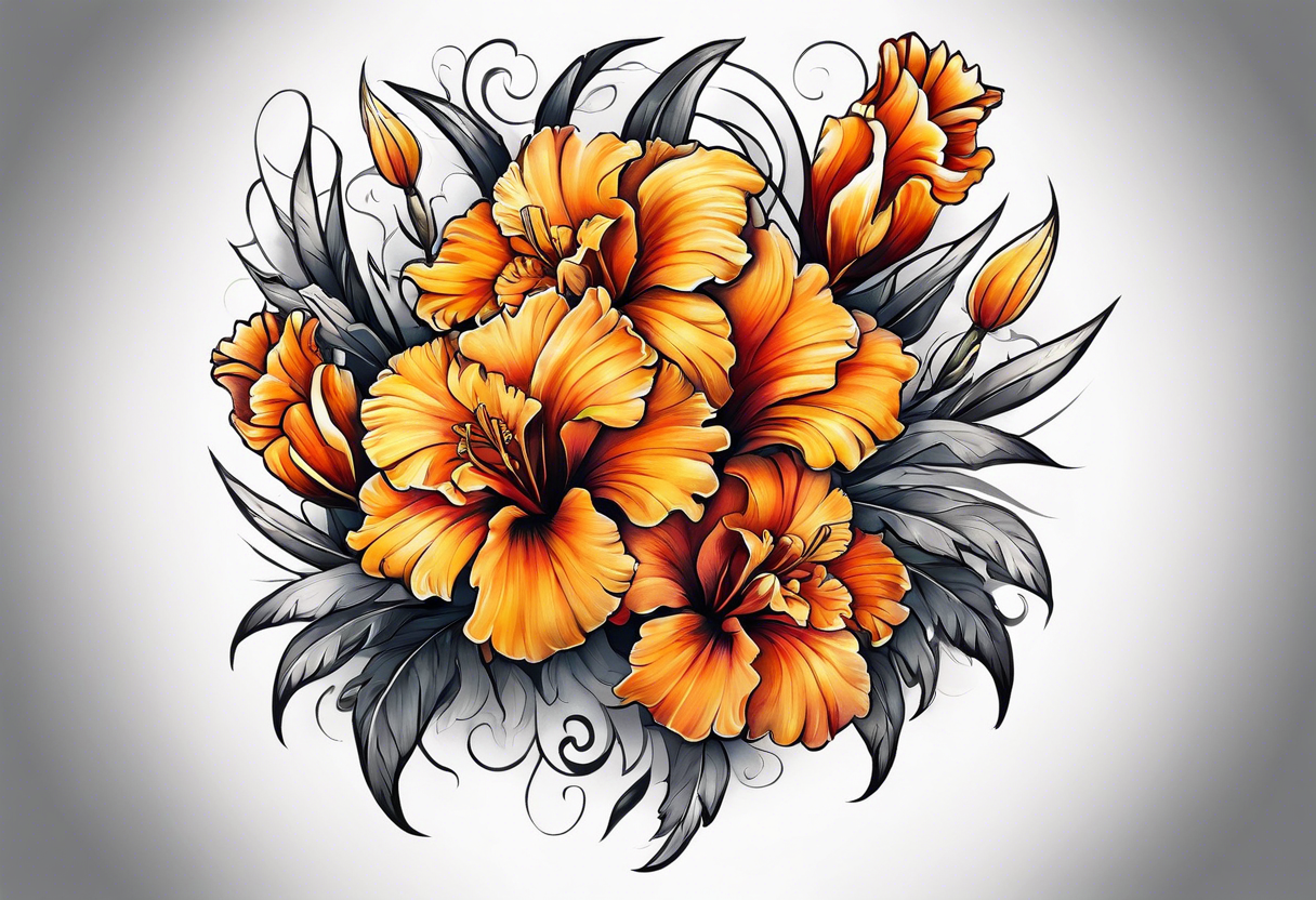 Marigold and gladiolus tattoo idea