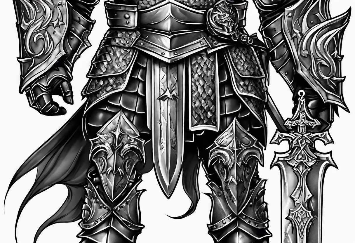 knight heavy armor bare legs tattoo idea